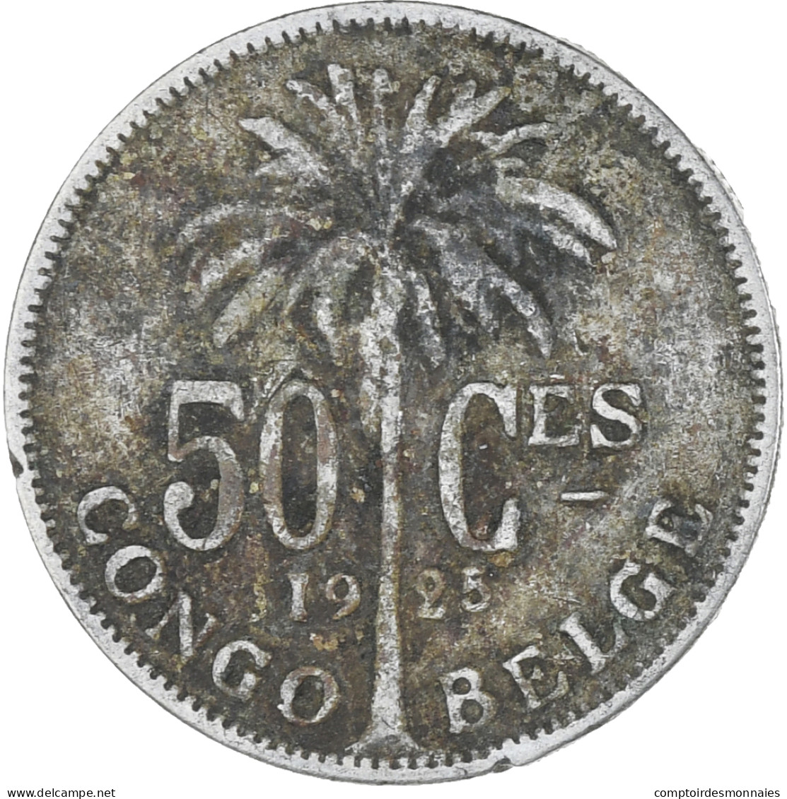 Monnaie, Congo Belge, 50 Centimes, 1925, TB, Cupro-nickel, KM:22 - 1910-1934: Alberto I