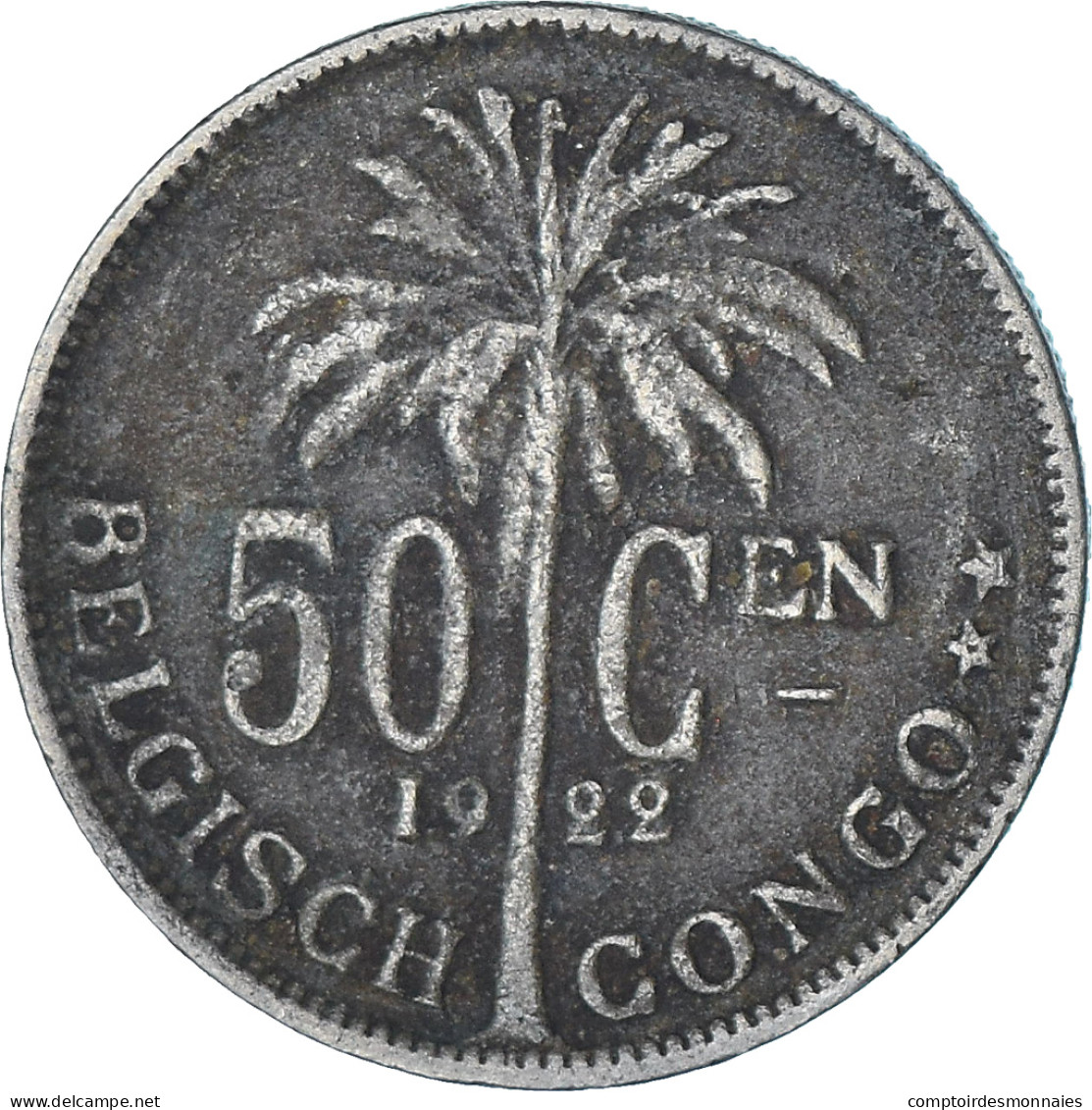 Monnaie, Congo Belge, 50 Centimes, 1922, TTB, Cupro-nickel, KM:23 - 1910-1934: Albert I.