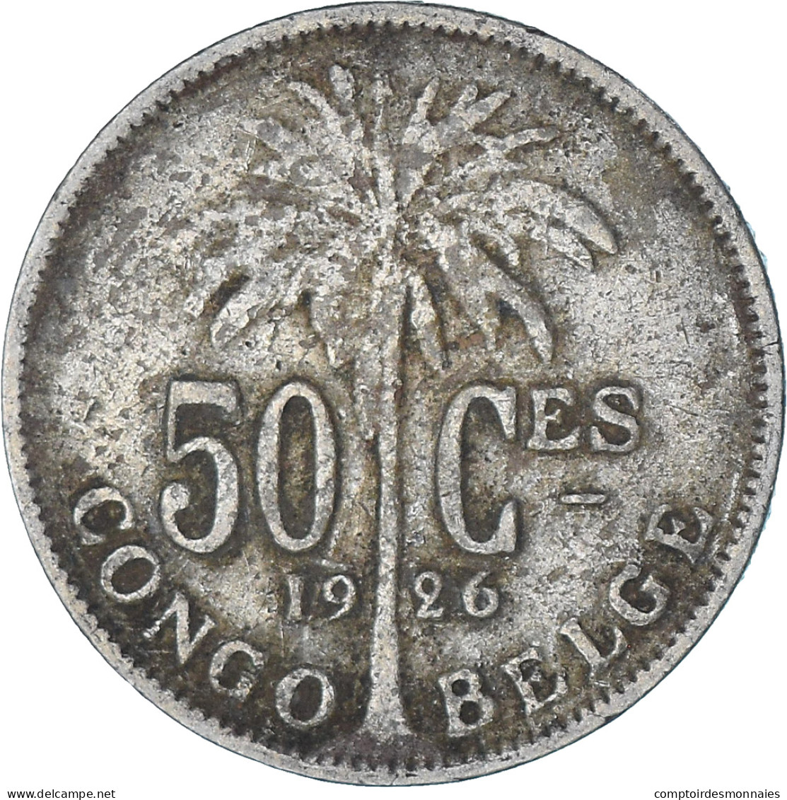 Monnaie, Congo Belge, 50 Centimes, 1926, TB, Cupro-nickel, KM:22 - 1910-1934: Albert I