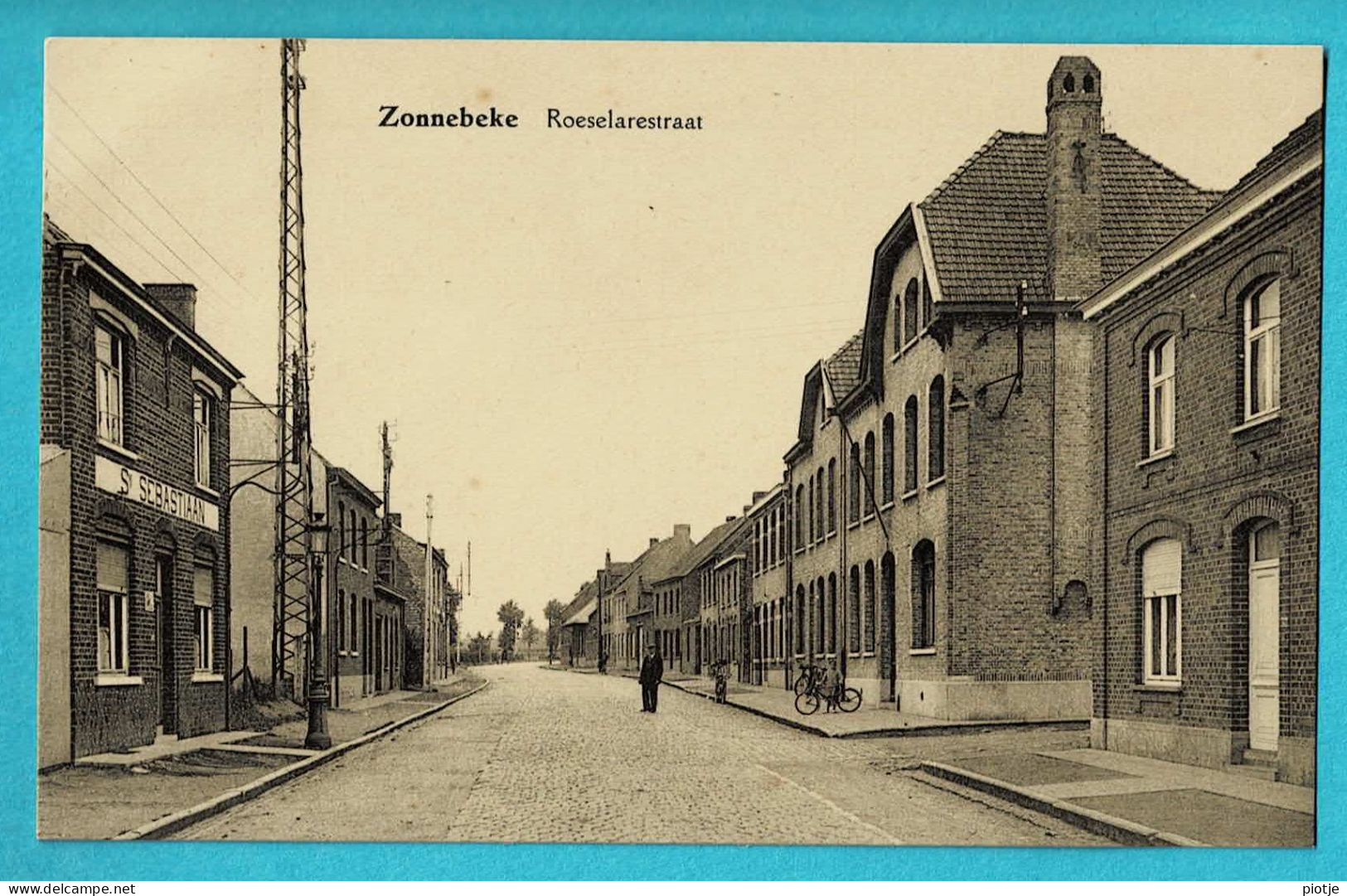 * Zonnebeke (bij Ieper - West Vlaanderen) * (Uitg K. Durnez) Roeselarestraat, Rue De Roulers, St. Sebastiaan, Rare - Zonnebeke