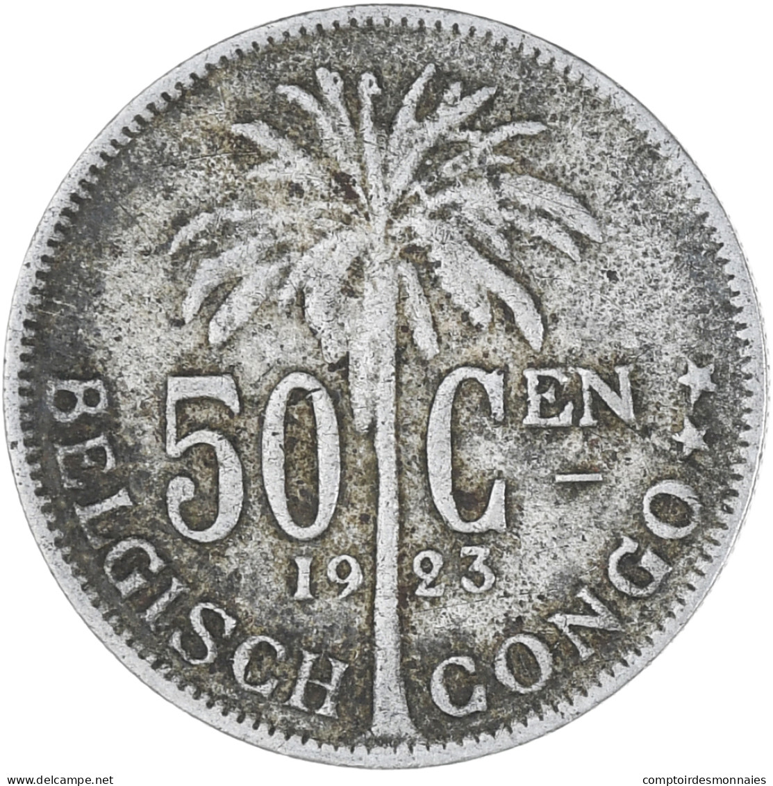 Monnaie, Congo Belge, 50 Centimes, 1923, TTB, Cupro-nickel, KM:23 - 1910-1934: Albert I