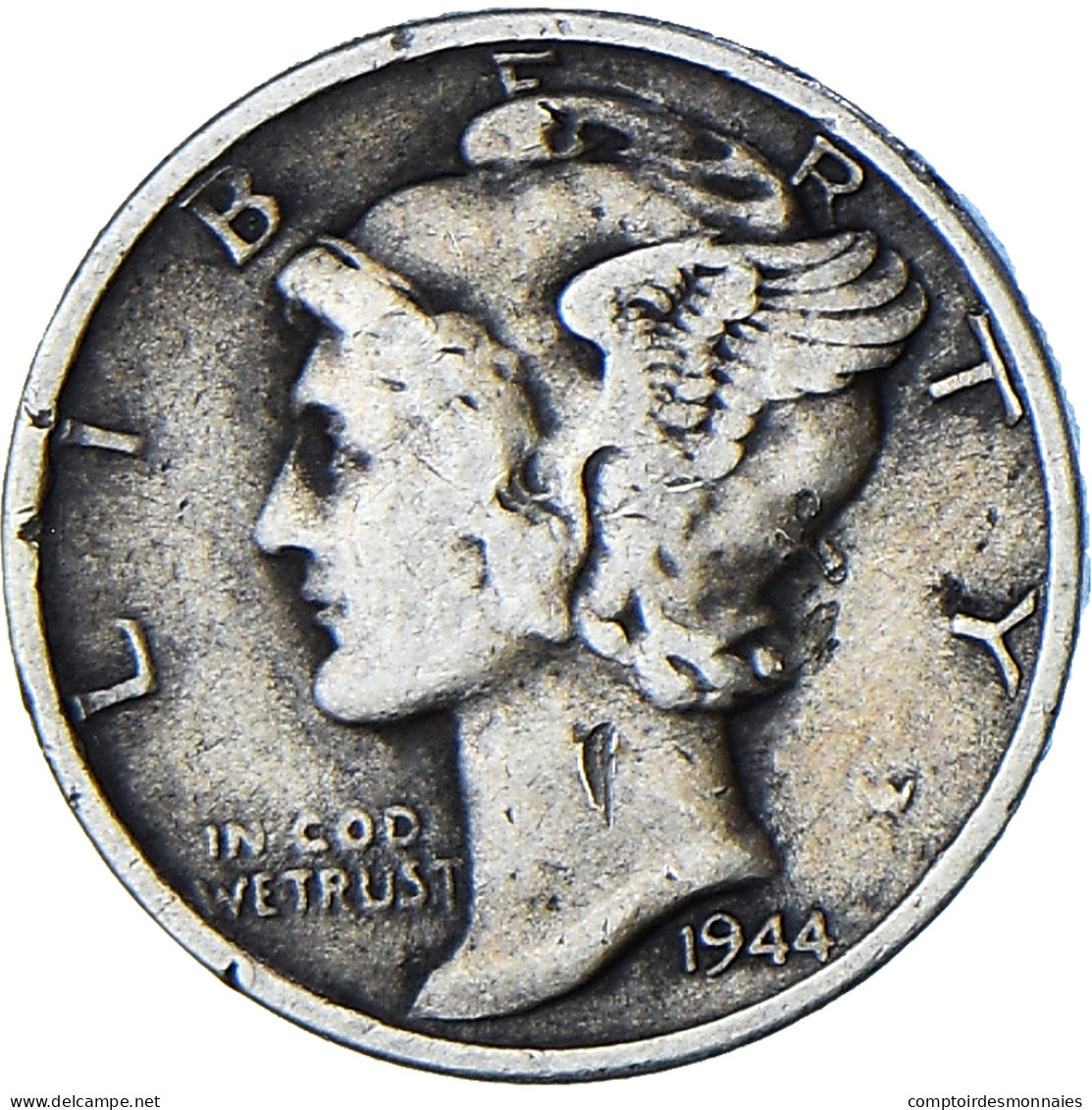 États-Unis, Mercury Dime, Dime, 1944, San Francisco, TB+, Argent, KM:140 - 1916-1945: Mercury (Mercure)