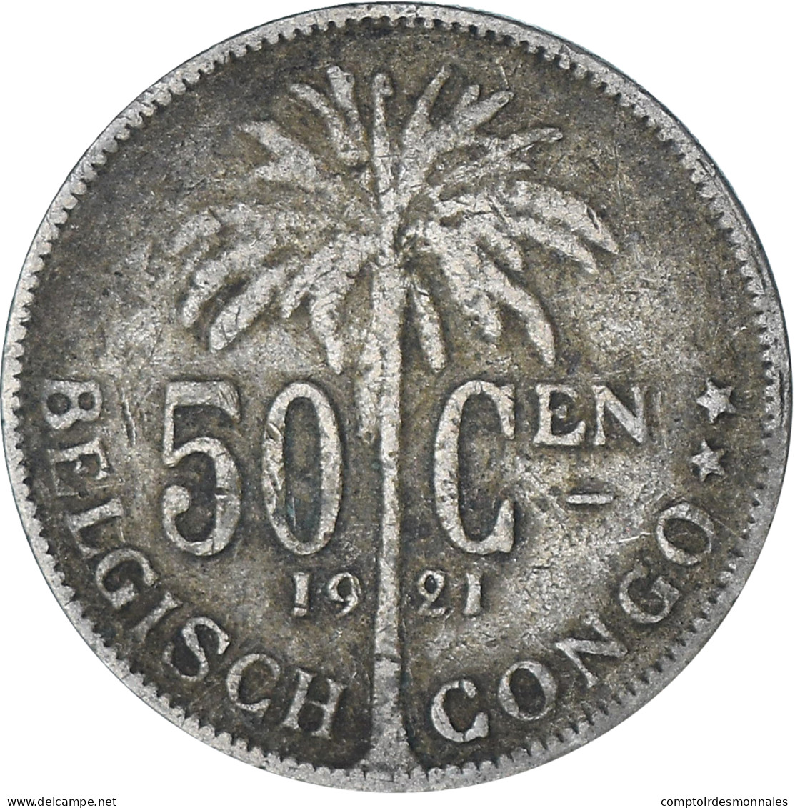 Monnaie, Congo Belge, 50 Centimes, 1921, TB+, Cupro-nickel, KM:23 - 1910-1934: Albert I.