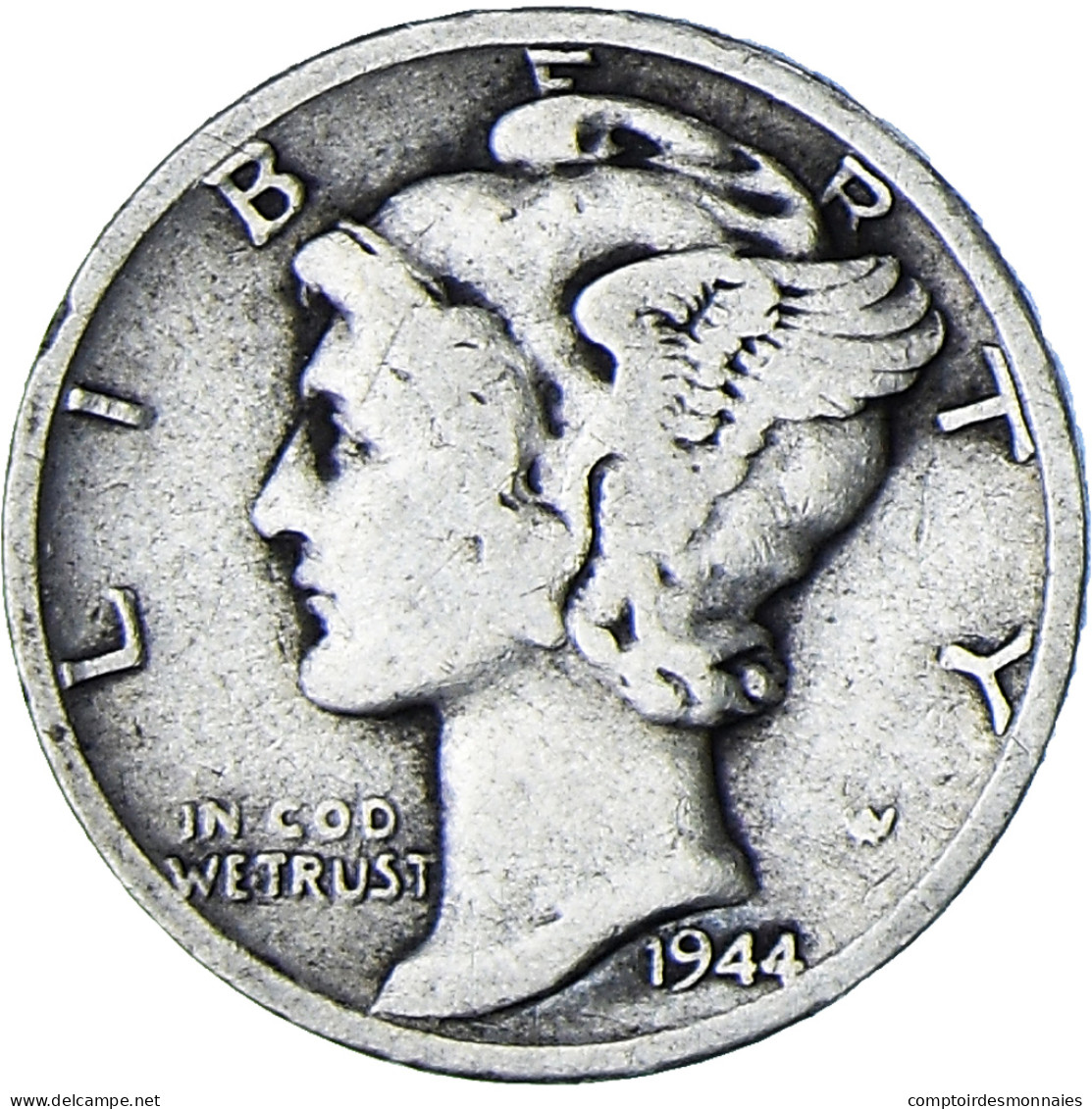 États-Unis, Mercury Dime, Dime, 1944, Philadelphie, TB, Argent, KM:140 - 1916-1945: Mercury