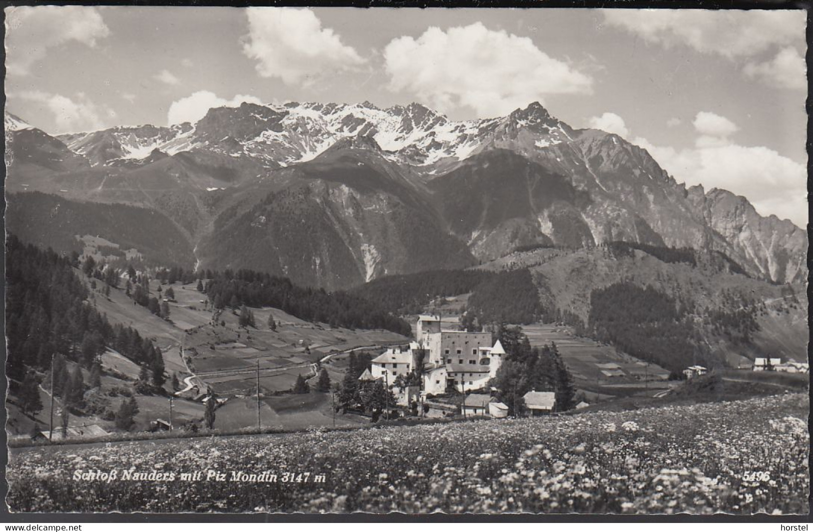 Austria - 6543 Nauders - Schloß Mit Piz Mondin 3147m (1959) - Nice Stamp - Nauders