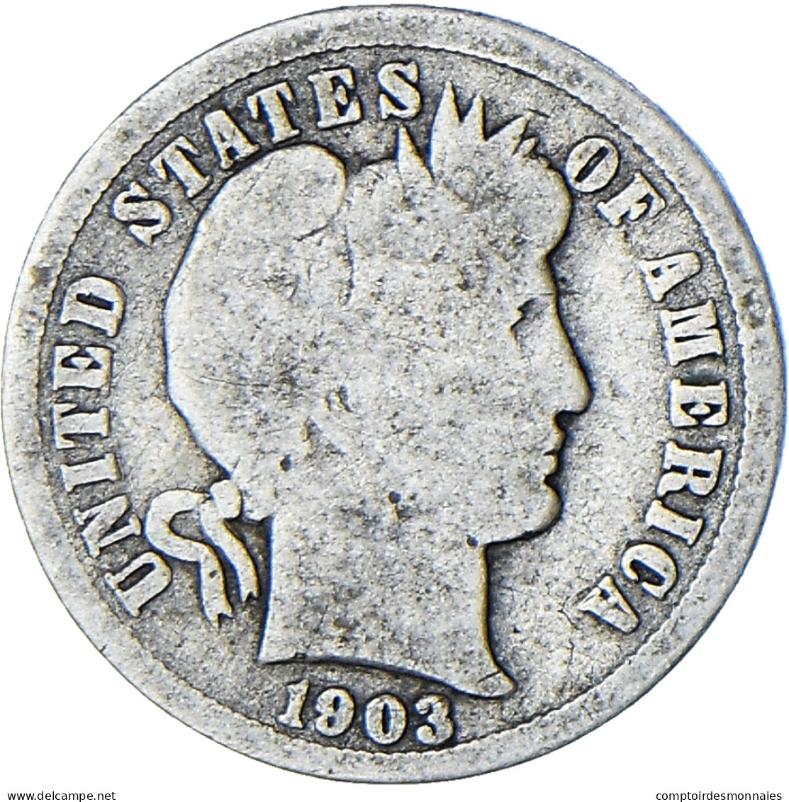 États-Unis, Barber Dime, Dime, 1903, New Orleans, B+, Argent, KM:113 - 1892-1916: Barber