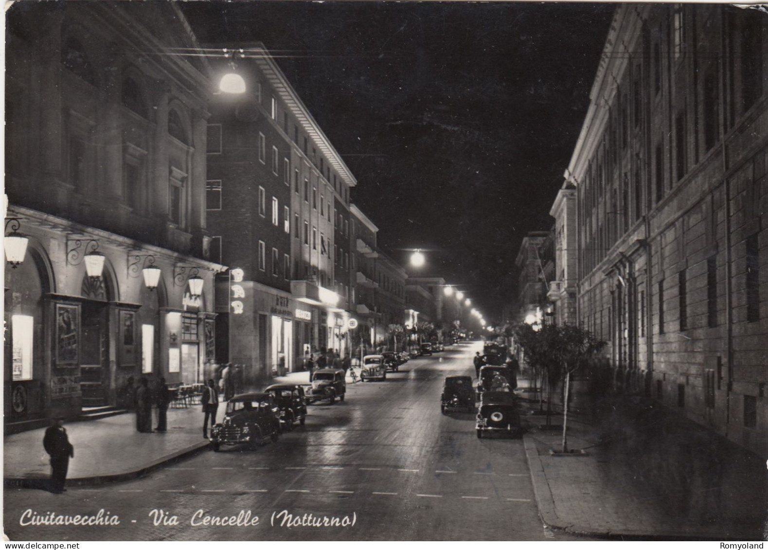 CARTOLINA  CIVITAVECCHIA,LAZIO-VIA CENCELLE (NOTTURNO)-STORIA,CULTURA,MEMORIA,RELIGIONE,BOLLO STACCATO,VIAGGIATA 1955 - Civitavecchia