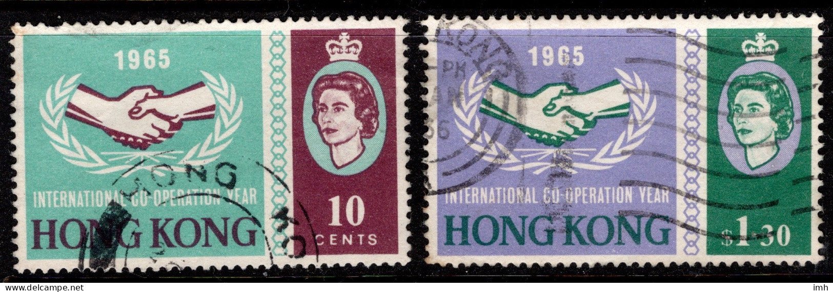 1965 Hong Kong ICY  International Co-operation Year SG 216-217 Cat. £5.00 - Gebruikt