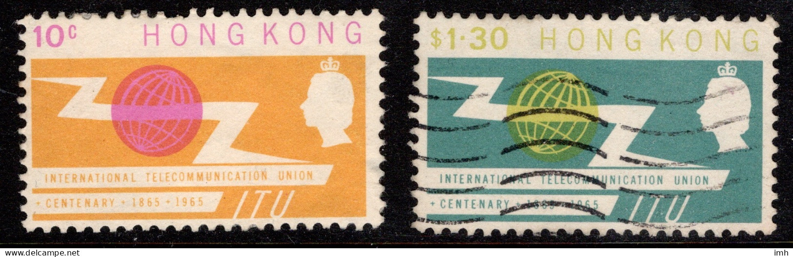 1965 Hong Kong ITU Centenary SG 214 -215 Cat. £5.75 - Gebruikt