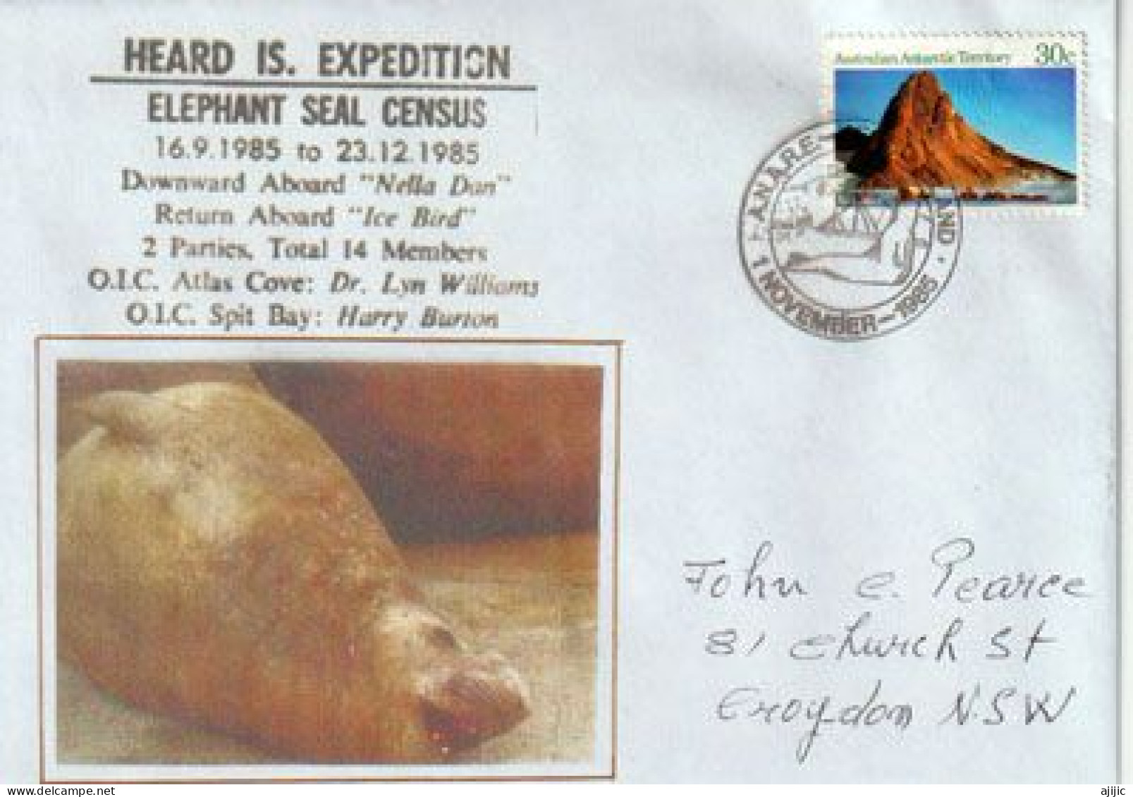 Heard Island Expedition 1985 (Elephant Seal Census), With German Ship MV Icebird (Hamburg), Addressed To Australia. - Cartas & Documentos