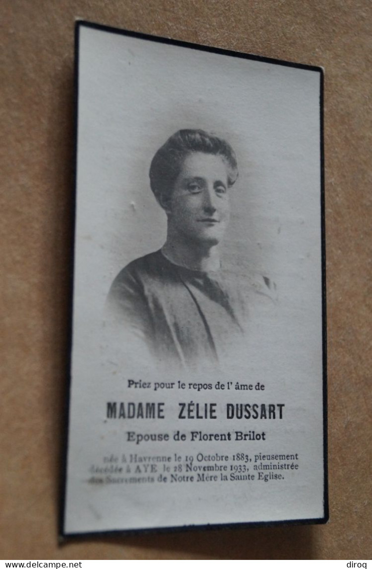 Zelie Dussart,épouse Florent Brilot,Havrenne 1883,décès à Aye En 1933 - Décès