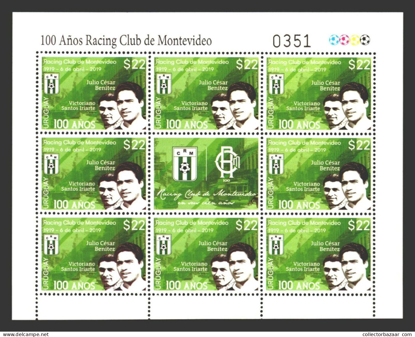 SOCCER URUGUAY FOOTBOLLER LEGENDS & Clubs MNH Sheetlet Collection Lot Cv$130 - Copa America