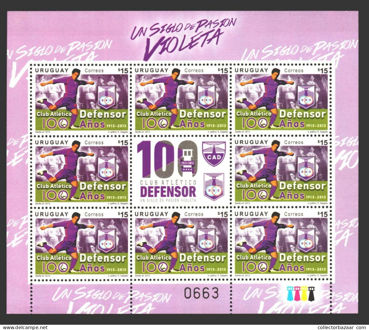 SOCCER URUGUAY FOOTBOLLER LEGENDS & clubs MNH sheetlet collection lot cv$130