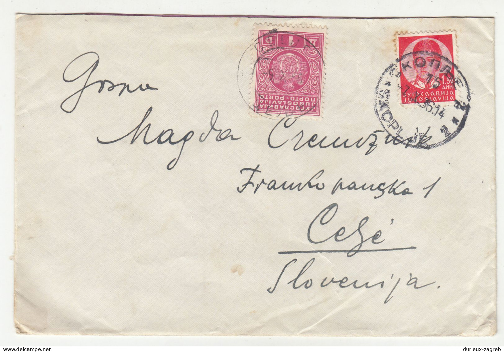 Yugoslavia Kingdom Postage Due Stamp On Letter Cover Posted 1936 Skoplje To Celje B230820 - Impuestos