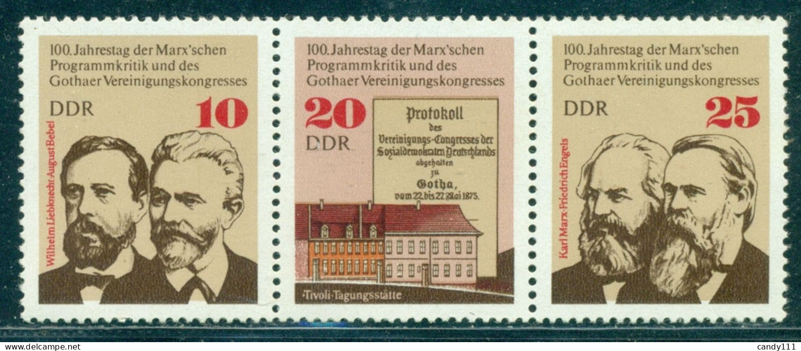 1975 Karl Marx,Friedrich Engels,german Philosopher,Liebknecht,Bebel,DDR,2050,MNH - Karl Marx