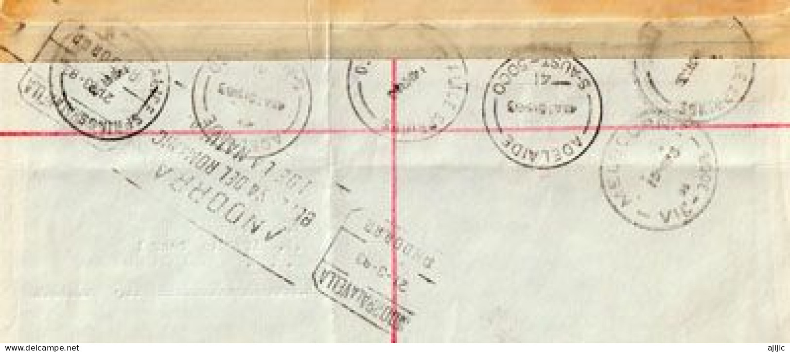 Lettre Recommandée D'Alice Springs (Australia) à Andorra (Principat) Return To Sender. 2 Photos Recto-verso 1983 - Lettres & Documents