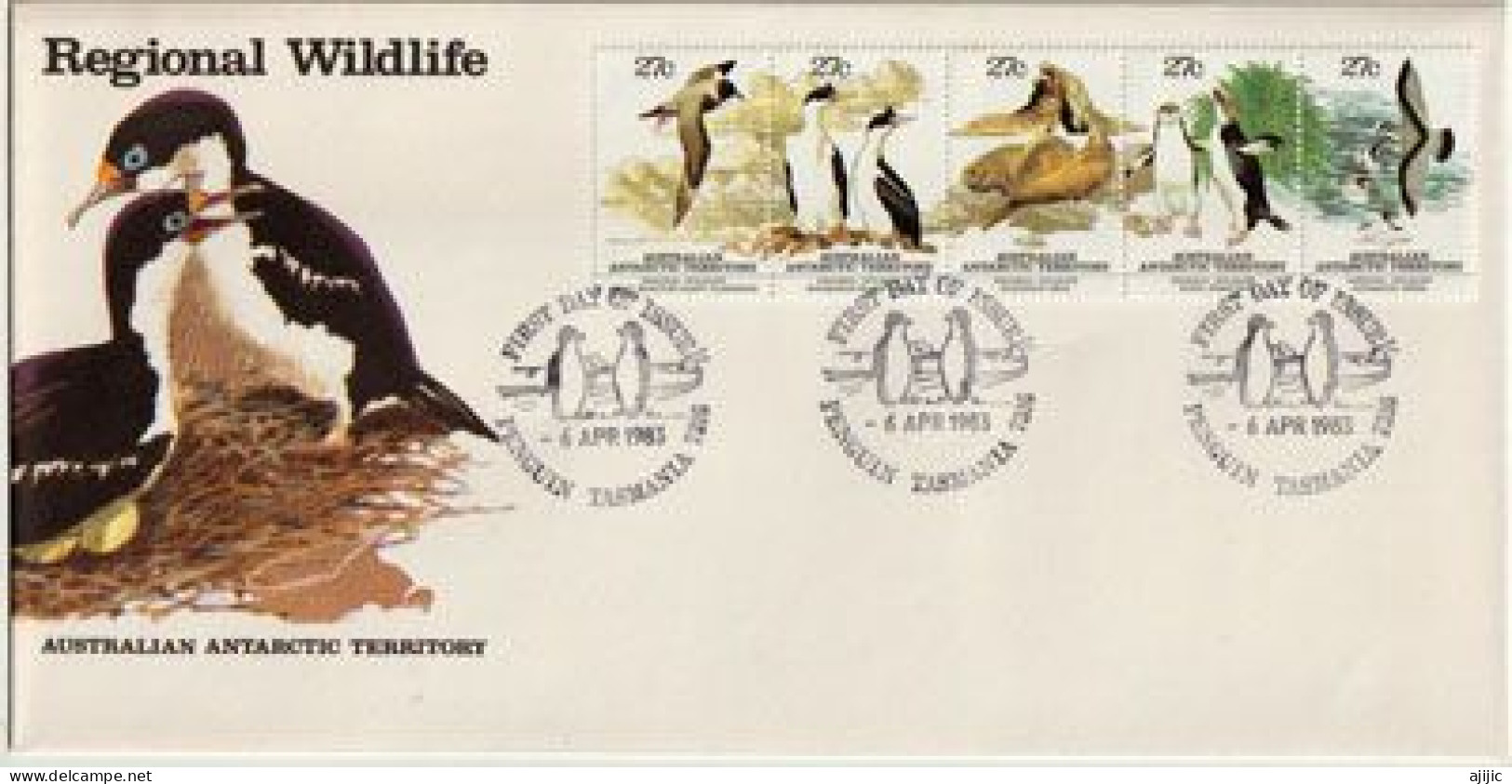 Antarctic Wildlife. First Day Of Issue Tasmania Island (Australia)   1983.  Penguin Postmark - Lettres & Documents