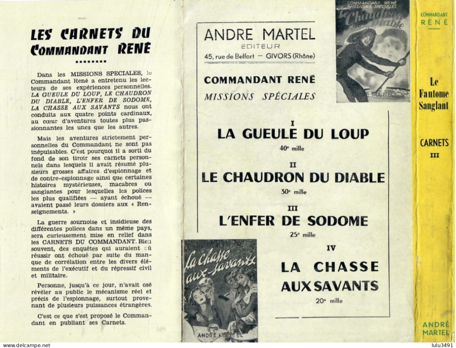 Éditions André Martel / Les Carnets Du Commandant René N°3 Le Fantôme Sanglant (avec Jaquette, 1953) - André Martel