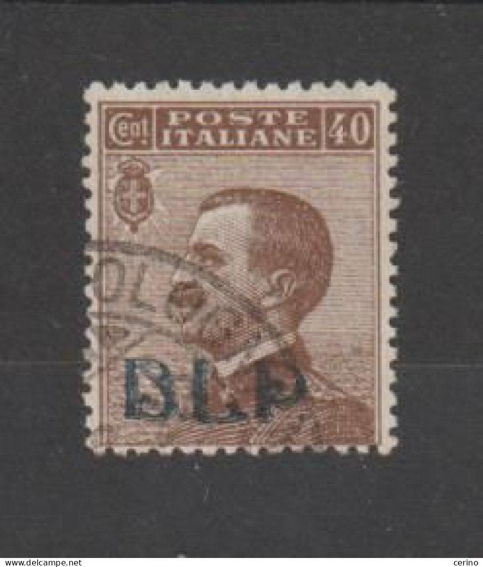 REGNO:  1921  B.L.P. -  40 C. BRUNO  US. -  SOPRASTAMPA  AZZURRO  NERA  -  SASS. 4 A - Zegels Voor Reclameomslagen (BLP)