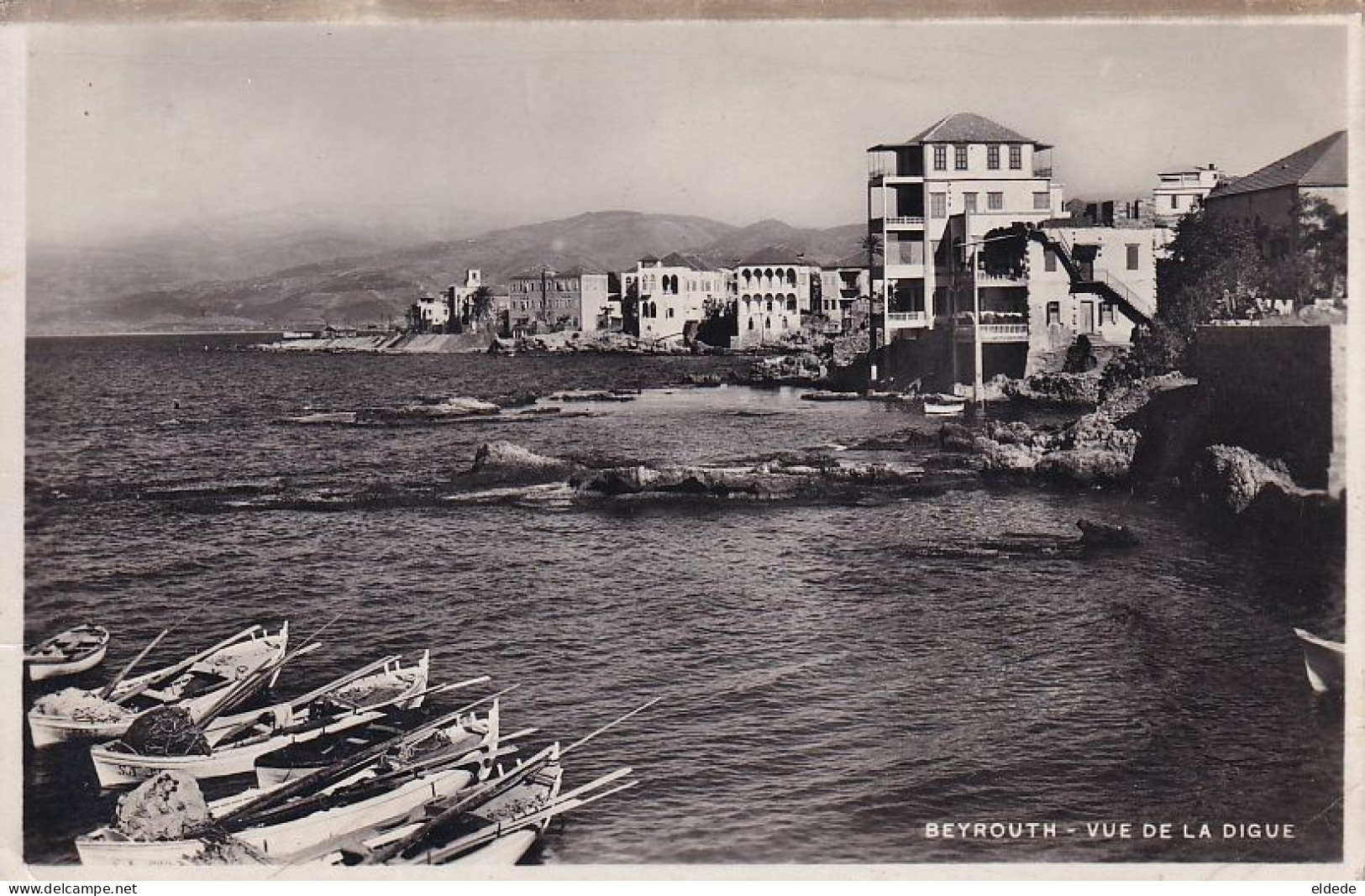 Real Photo Beyrouth Vue De La Digue Ecrite Zahlé 1922 Maison Abdi Quartier Ste Barbe - Liban