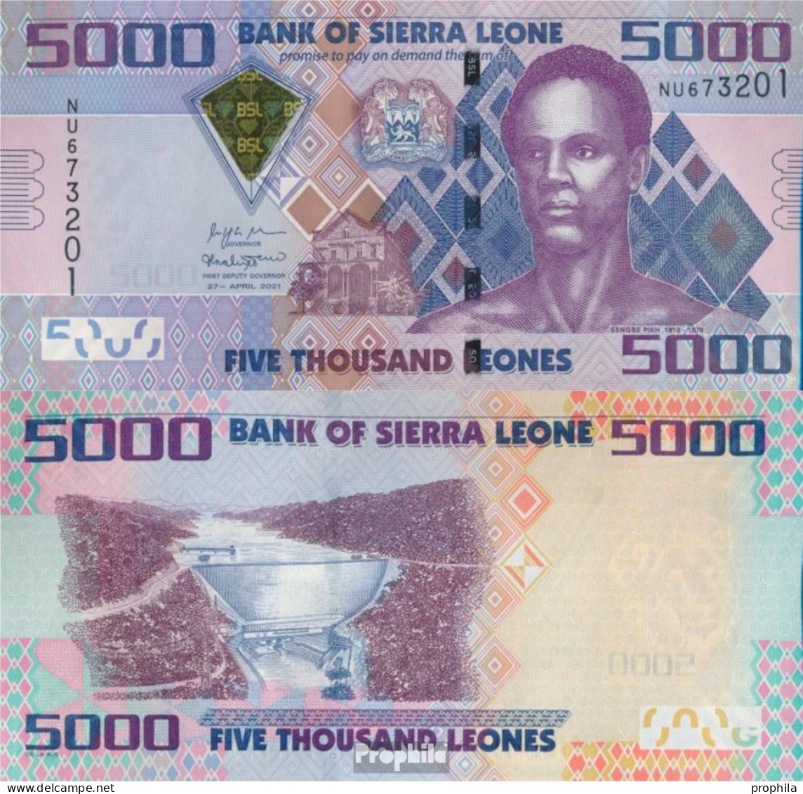 Sierra Leone Pick-Nr: 32 (27.04.2021) Bankfrisch 2021 5.000 Leones - Sierra Leone