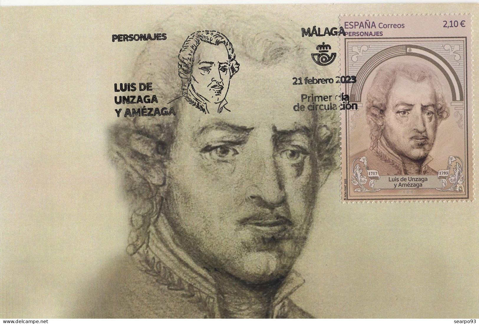 SPAIN. MAXICARD FIRST DAY. LUIS DE UNZAGA Y AMEZAGA. MALAGA 2023 - Tarjetas Máxima