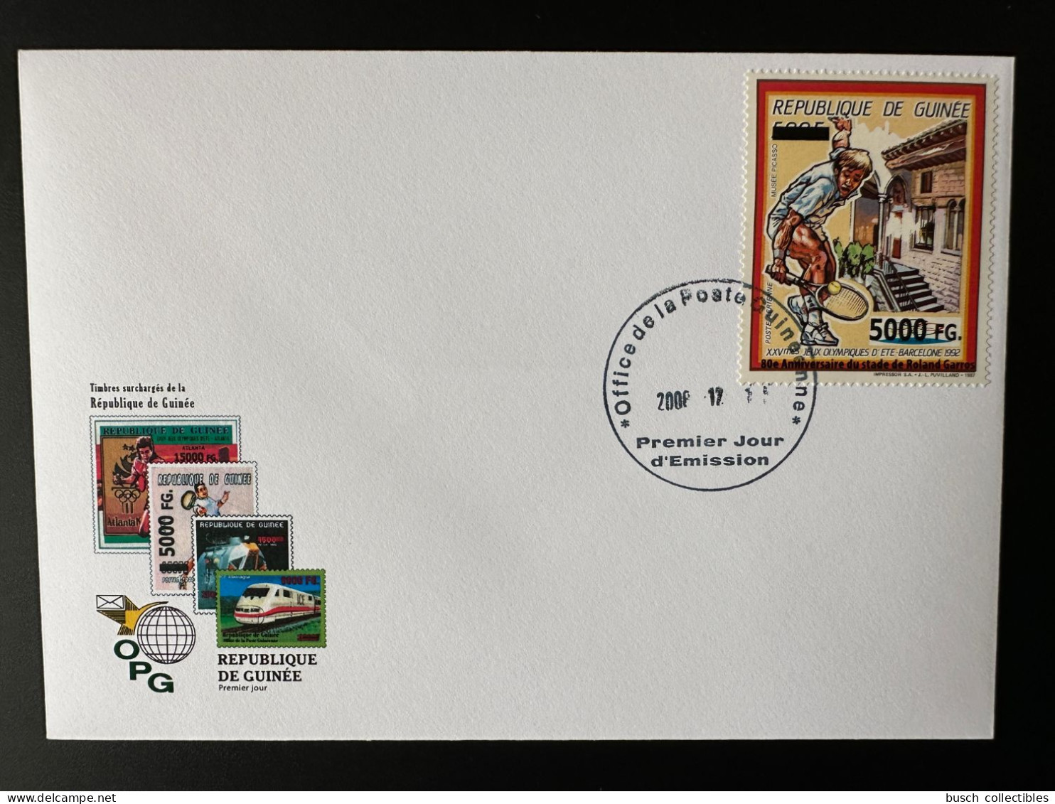 Guinée Guinea 2008 FDC Mi. 6299 Surchargé Overprint Olympic Games Barcelona 1992 Jeux Olympiques Roland Garros Tennis - Summer 1992: Barcelona