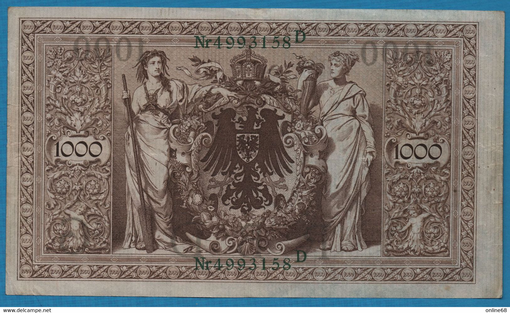 DEUTSCHES REICH 1000 MARK 21.04.1910 # 4993158D LETTER G P# 45b - 1.000 Mark