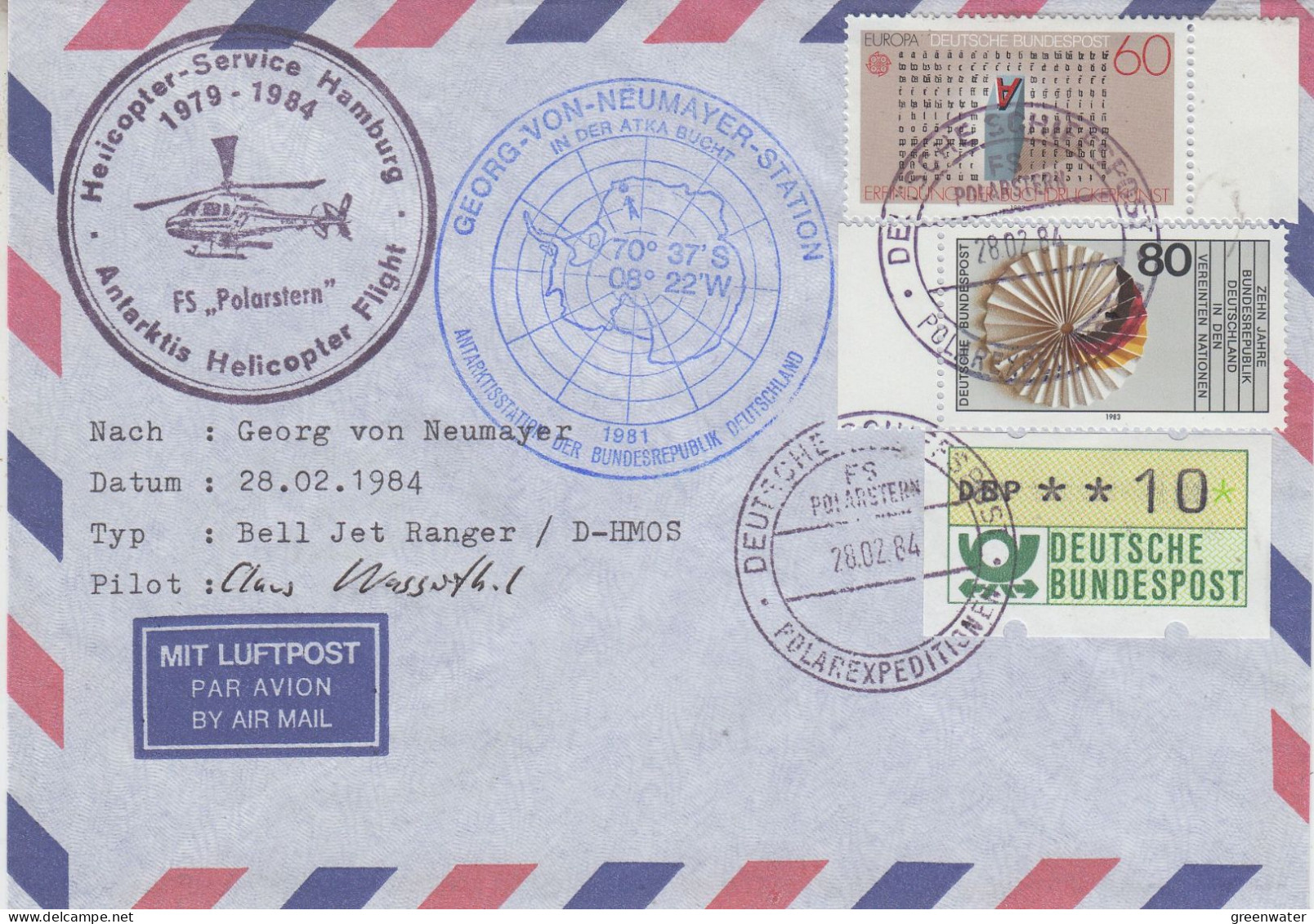 Germany Heli Flight From Polarstern To Georg Von Neumayer 28.02.1984 (ET170) - Vols Polaires