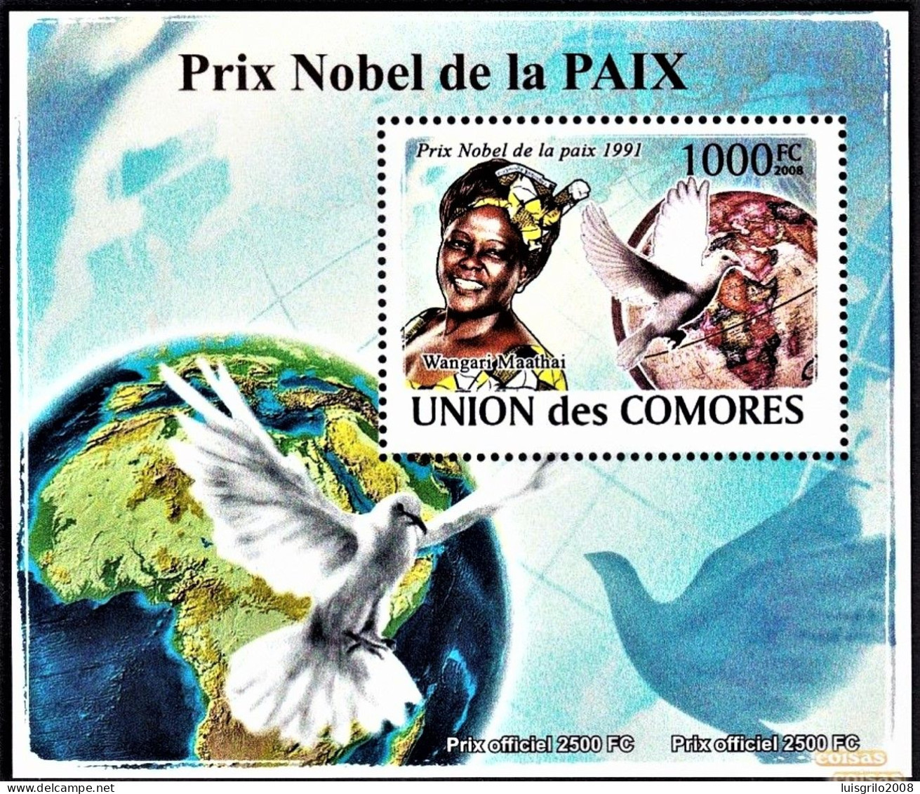 Prix Nobel De La Paix 1991 - Wangari Maathai -|- Comores 2008 - MNH . Perforated - Prix Nobel