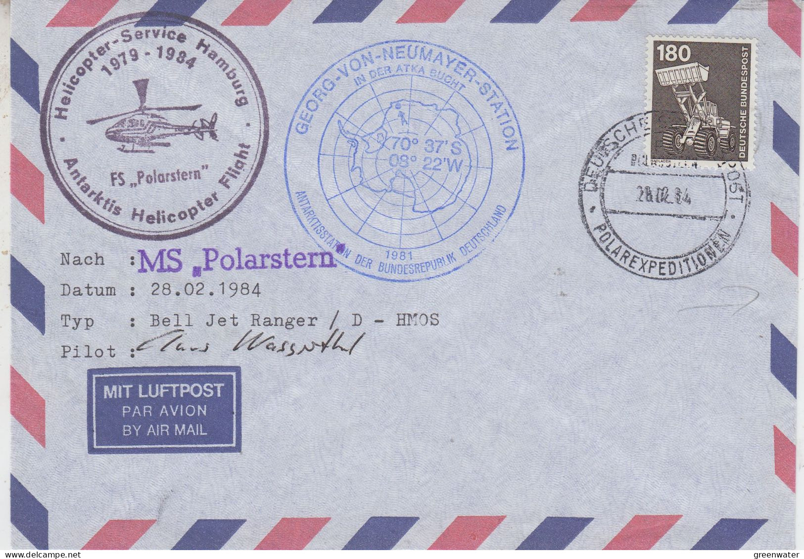 Germany Heli Flight From Georg Von Neumayer To Palarstern 28.02.1984 (ET170A) - Vols Polaires