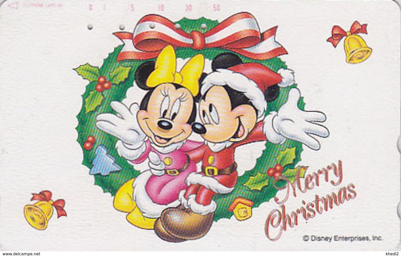 TC JAPON / 110-180834 - DISNEY - Série NOEL 14/25 - CHRISTMAS Series MICKEY MINNIE JAPAN Free Phonecard / Cloche Bell - Disney