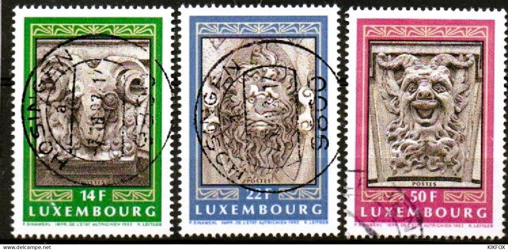 Luxembourg, Luxemburg, 1992,  Y&T 1249 - 1251, MI 1299 - 1301, MASKARONEN,  GESTEMPELT,  Oblitéré - Oblitérés