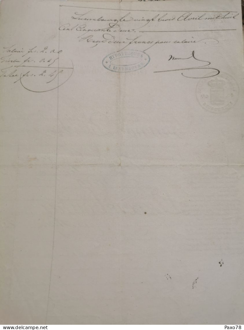 Luxembourg Certificat Non Inscription 1852 Lintgen - ...-1852 Préphilatélie