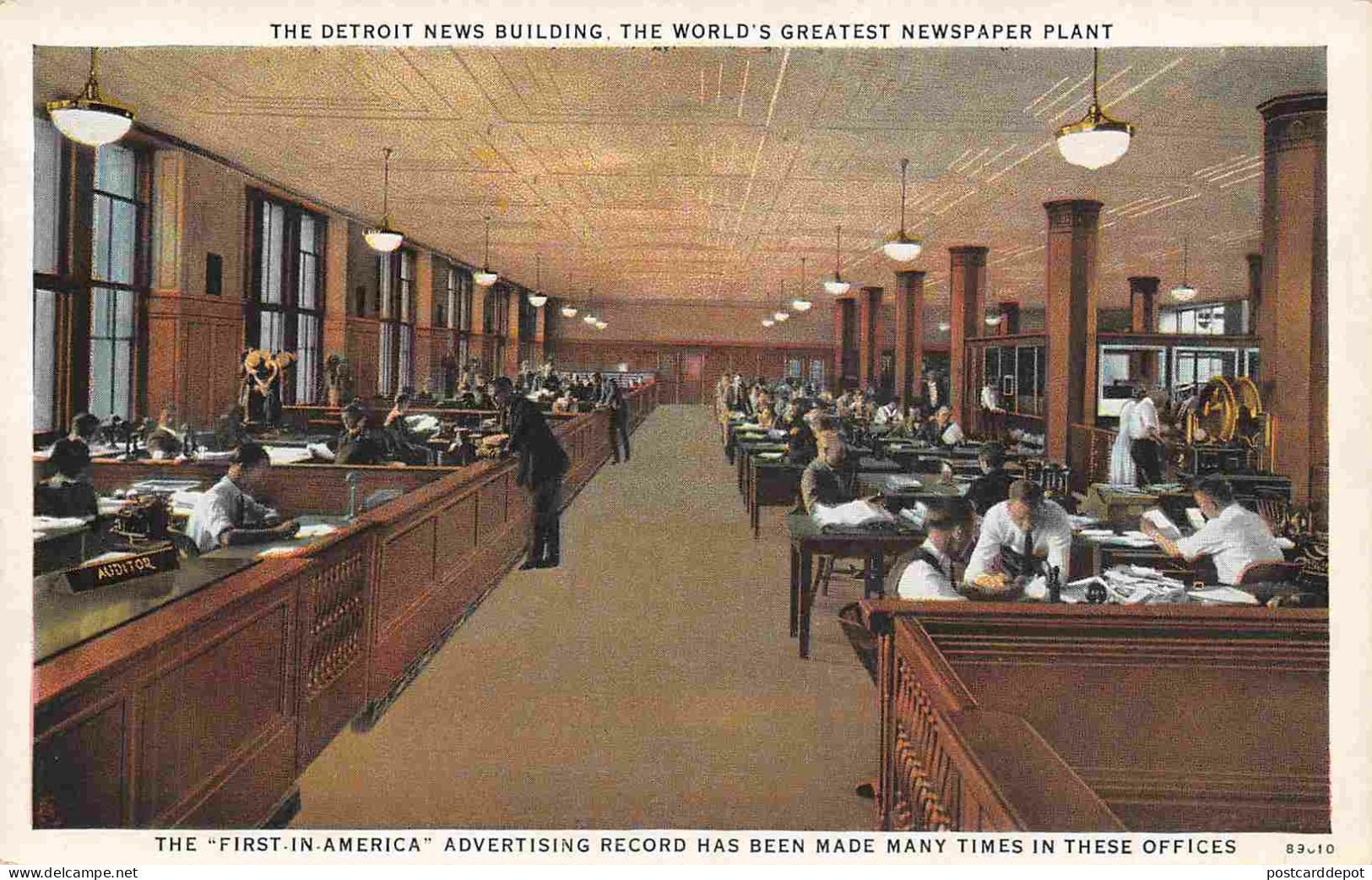 Advertising Department Interior Detroit News Newspaper Detroit Michigan 1920c Postcard - Detroit