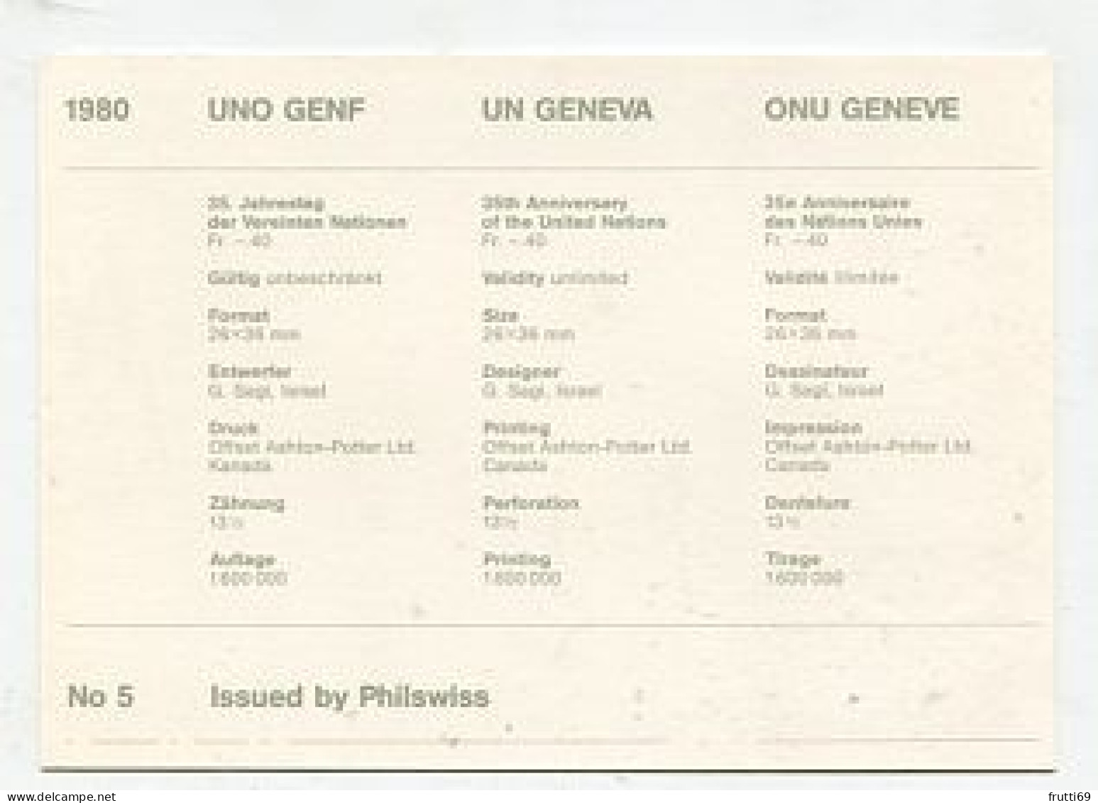 MC 158646 UNITED NATIONS - Genf - 1980 - 35. Jahrestag Der Vereinten Nationen - Maximum Cards