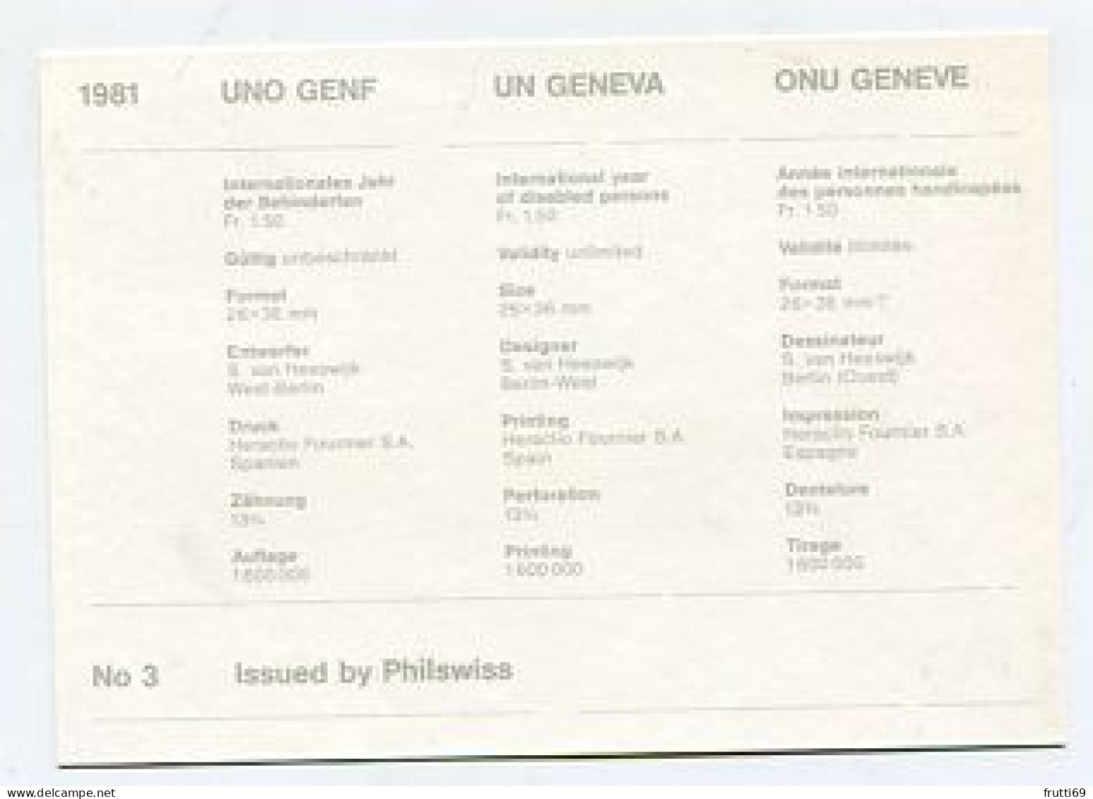 MC 158650 UNITED NATIONS - Genf - 1981 - Internationales Jahr Der Behinderten - Maximumkaarten