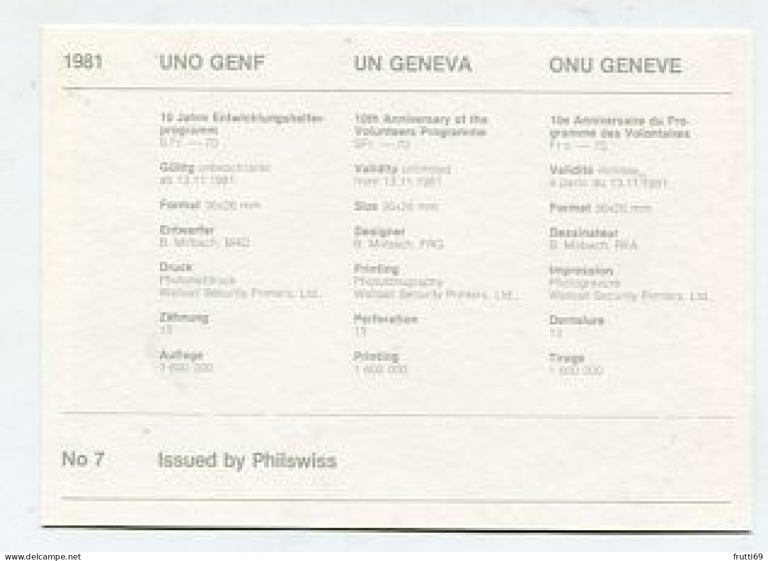 MC 158653 UNITED NATIONS - Genf - 1981 - 10 Jahre Entwicklungshelferprogramm - Cartes-maximum