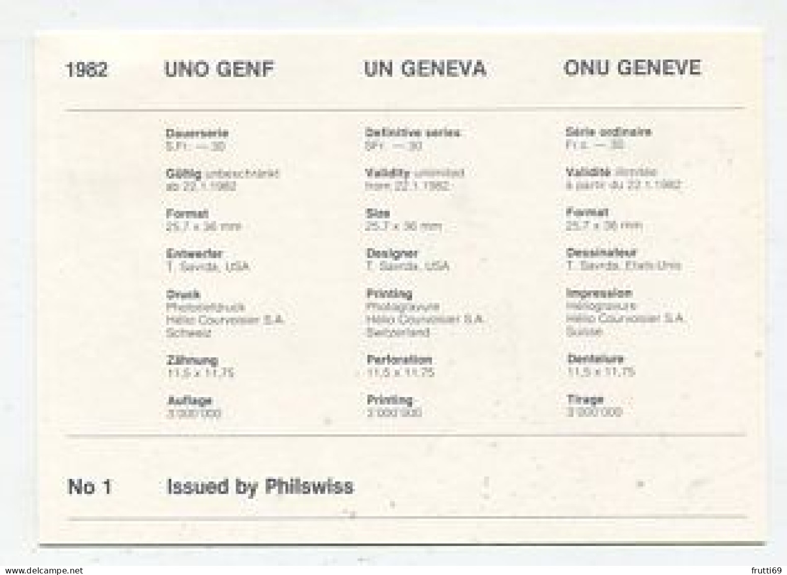 MC 158654 UNITED NATIONS - Genf - 1982 - Dauerserie - Cartes-maximum