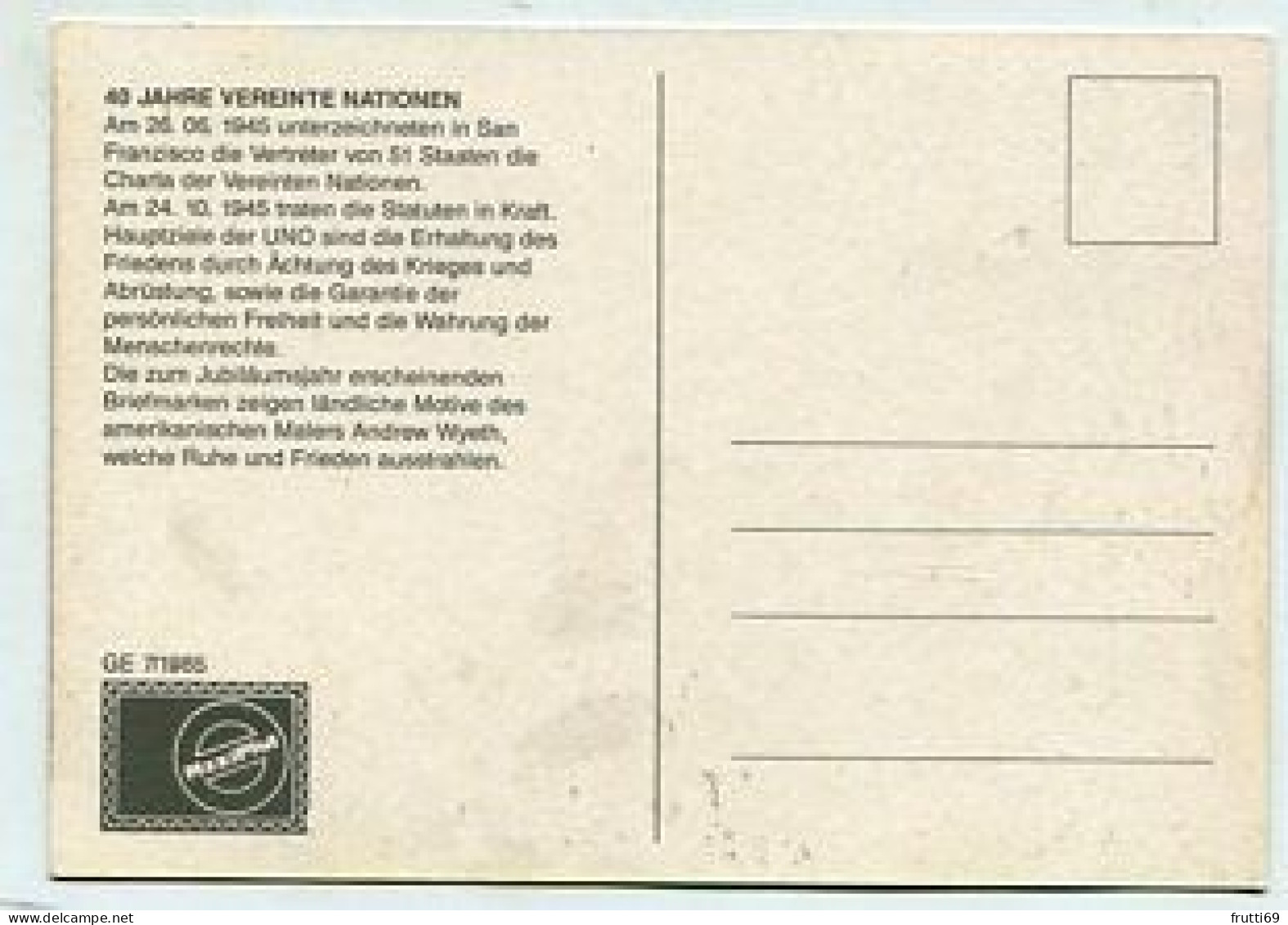 MC 158672 UNITED NATIONS - Genf - 1985 - 40 Jahre Vereinte Nationen - Maximum Cards