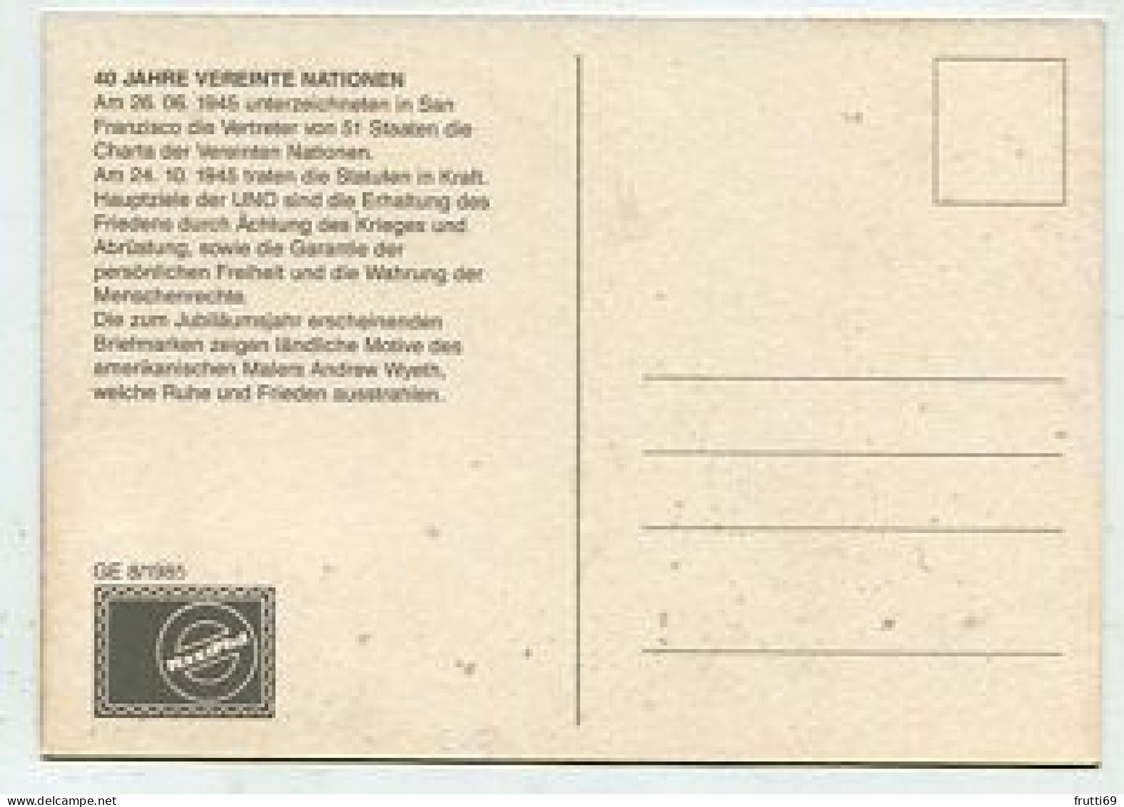 MC 158673 UNITED NATIONS - Genf - 1985 - 40 Jahre Vereinte Nationen - Maximum Cards