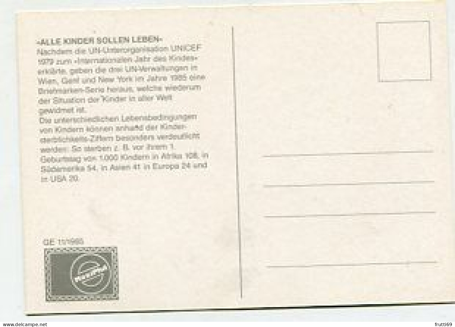 MC 158675 UNITED NATIONS - Genf - 1985 - Alle Kinder Sollen Leben - Cartes-maximum