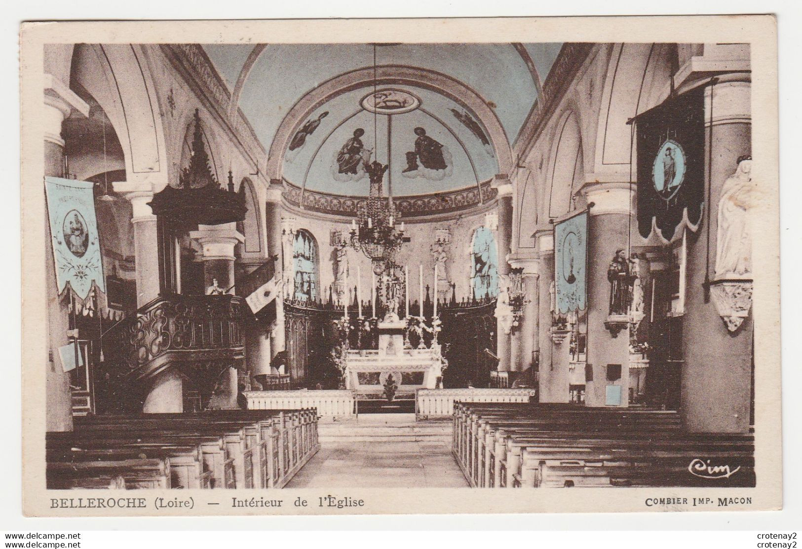 42 BELLEROCHE Vers Belmont De La Loire Intérieur De L'Eglise En 1949 VOIR DOS Envoyée Par Colette - Belmont De La Loire