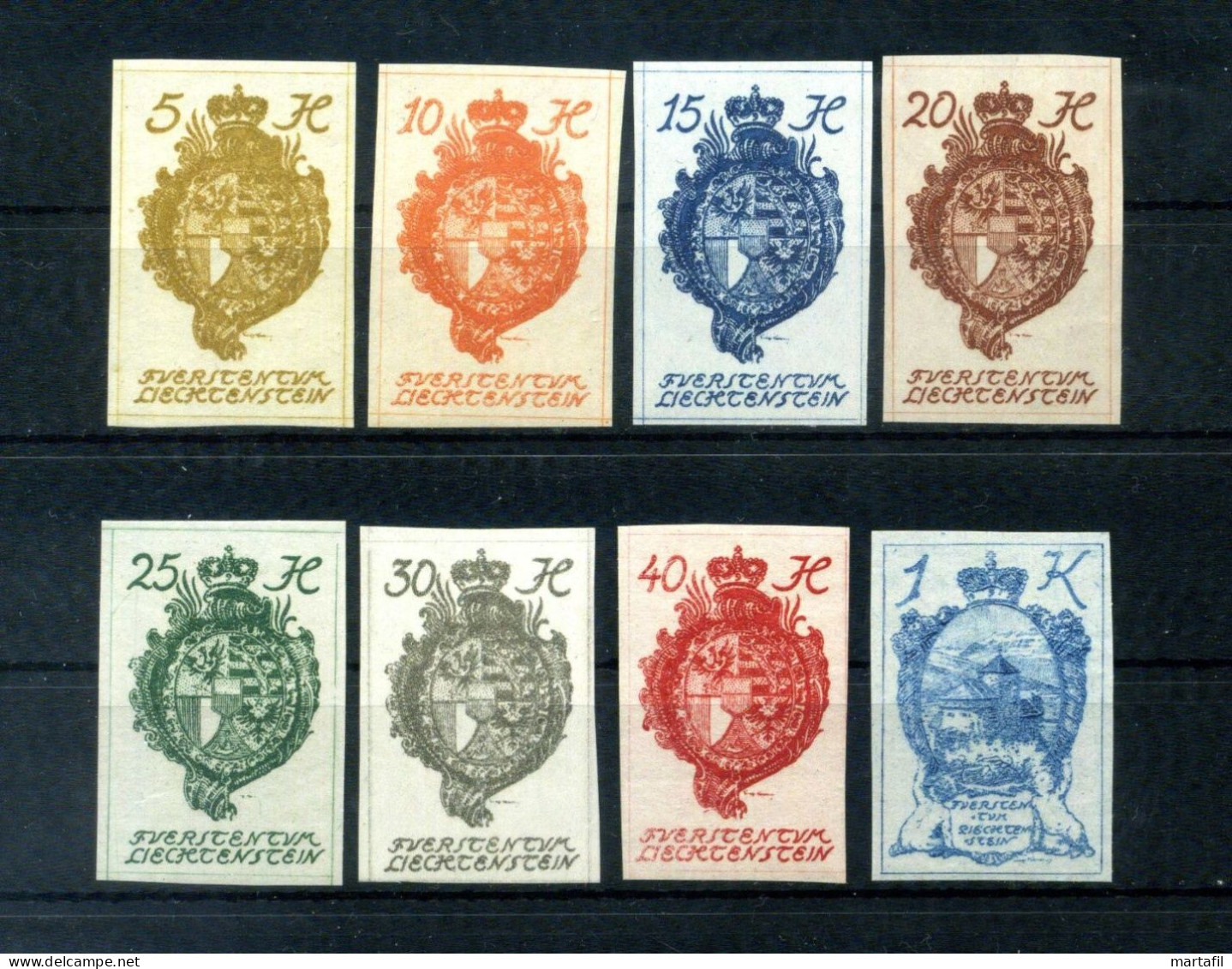 1920 LIECHTENSTEIN SET MNH ** 17/24 Stemma O Vedute Del Castello Di Vaduz (1v. See Gum) - Unused Stamps