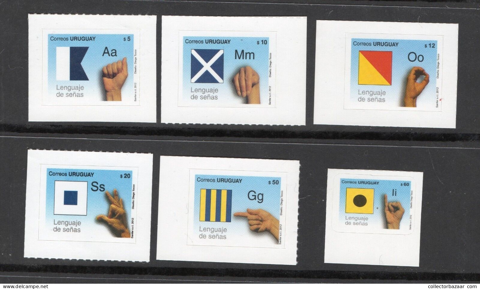DEAF SIGN FLAG HANDS LANGUAGE DISABLED URUGUAY MNH STAMP SC #2367-72 - Andere & Zonder Classificatie