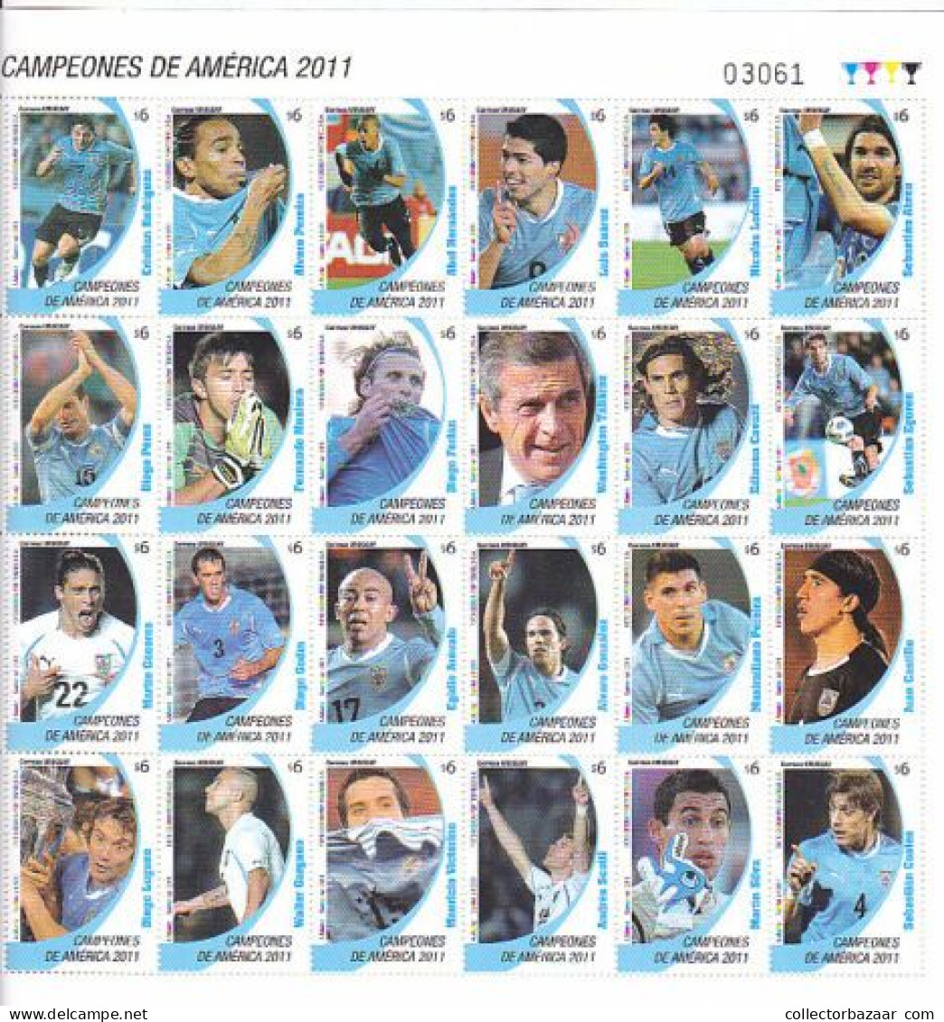 2010 America Cup Soccer Football Forlan Suarez Cavani Muslera URUGUAY MNH STAMP CV$26 - Soccer American Cup