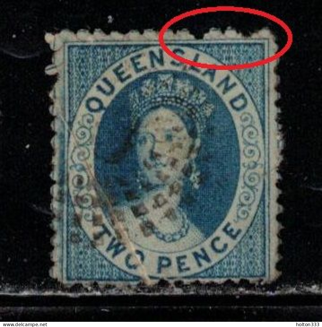 QUEENSLAND Scott # 40 Used - Queen Victoria Pulled Perfs - CV $400 - Gebruikt