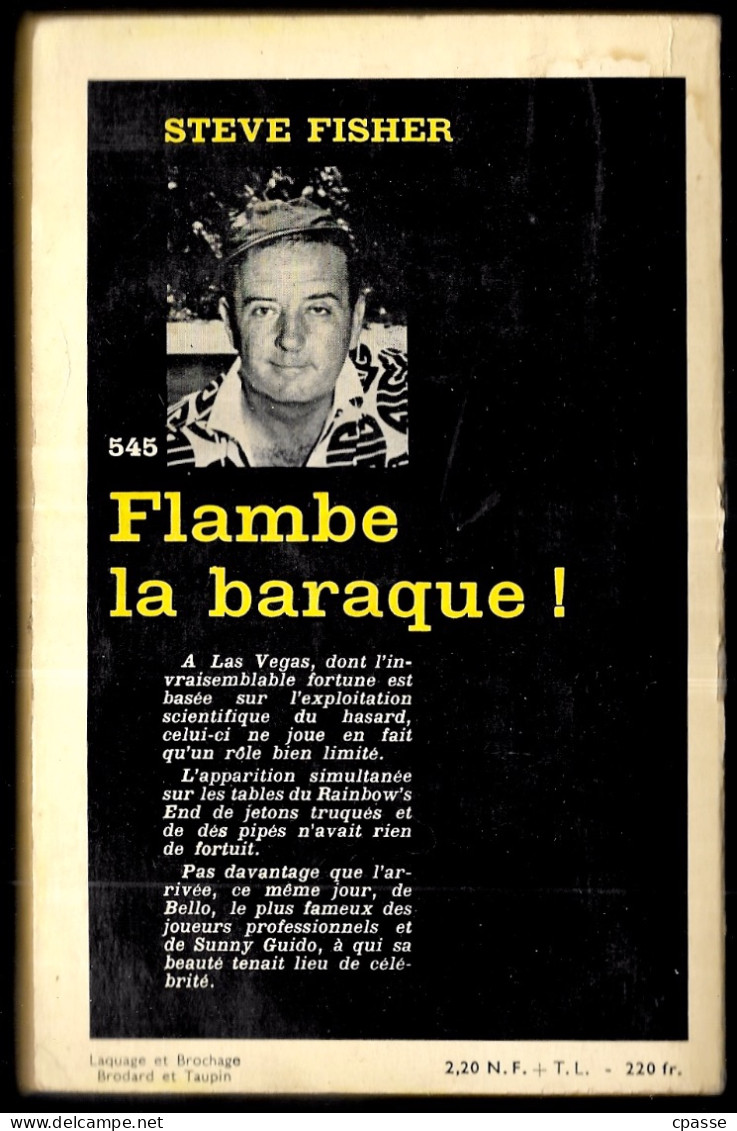 1960 Série Noire N° 545 - Roman Policier - STEVE FISHER "Flambe La Baraque" - Série Noire