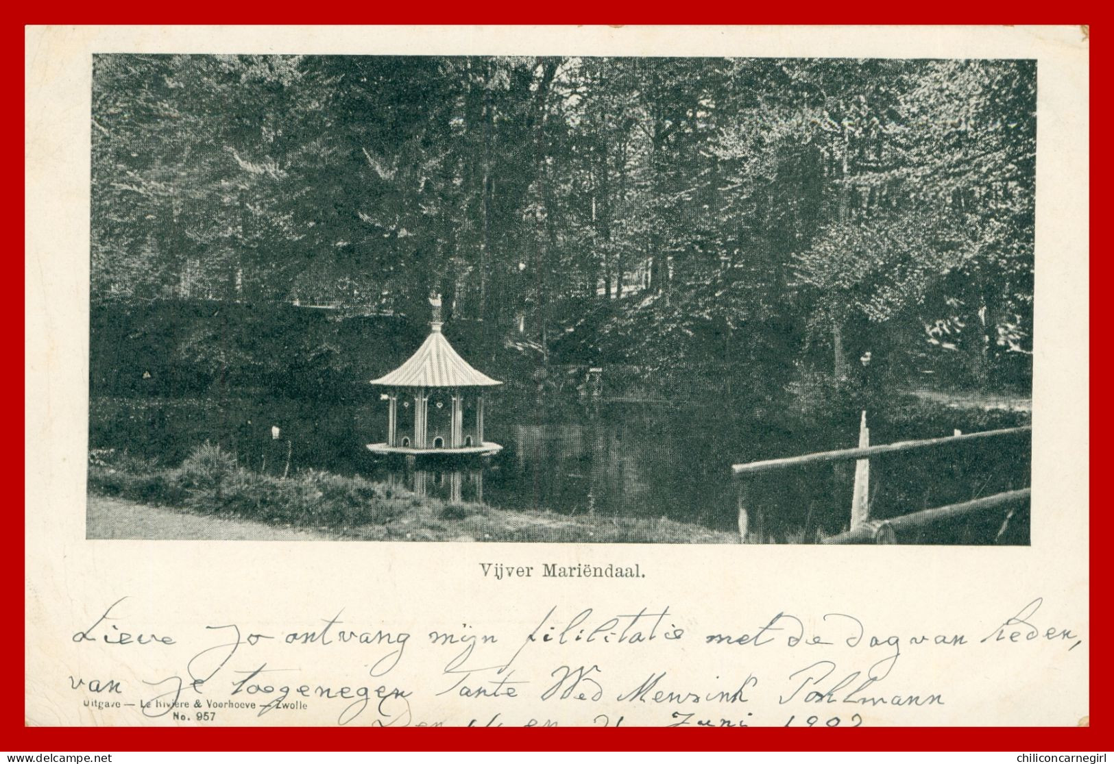 * OOSTERBEEK - Vijver Mariendaal - Etang - Kiosque - N° 957 - Uitg. LA RIVIERE VOORHOEVE - 1902 - Oosterbeek