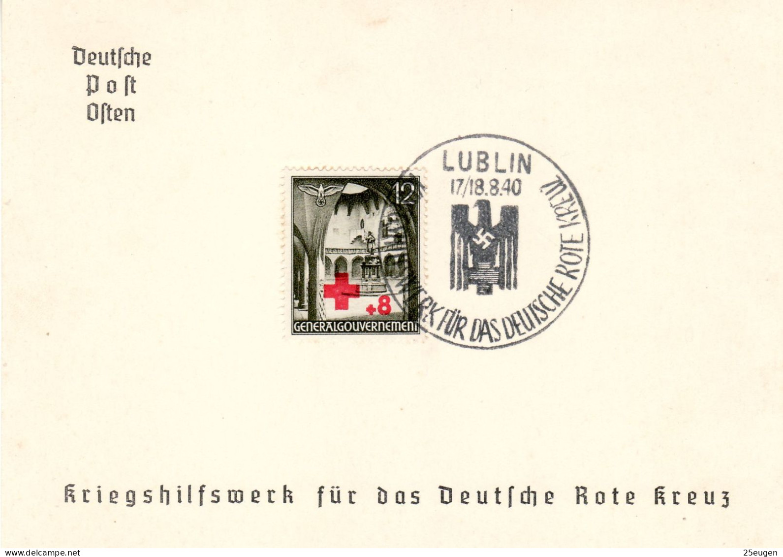 POLAND GENERAL GOVERNMENT 1940 GEDENKBLATT WITH POSTMARK MiNr 52 - Gouvernement Général